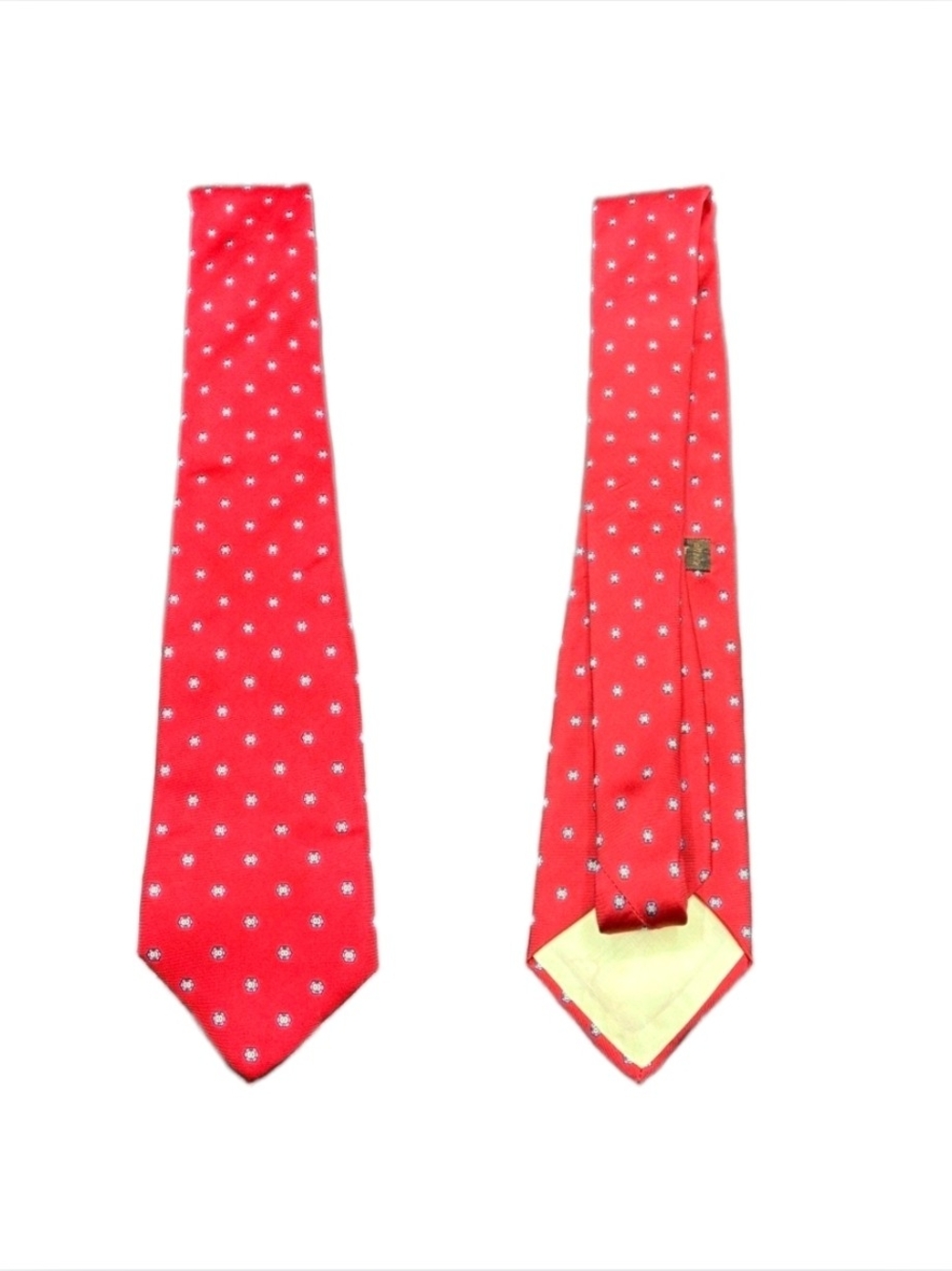Vintage Yves Saint Laurent YSL Red Silk Tie Geometric Star Medallion Pattern Men